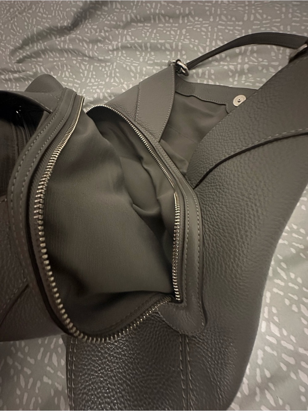 Coach Gray Pebbled Leather Shoulder Bag